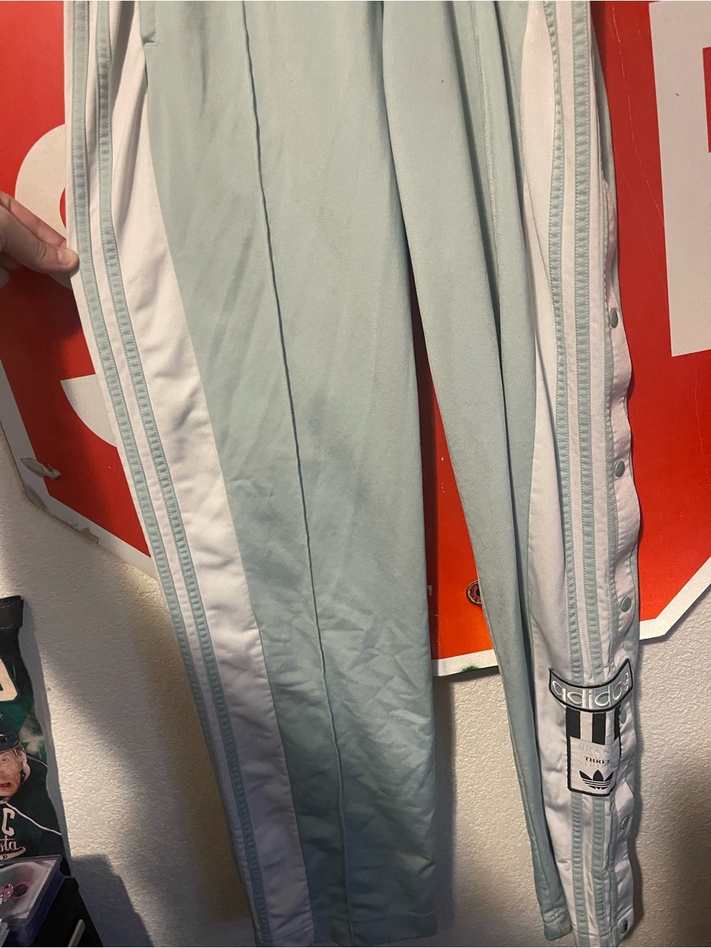 adidas Light Mint Track Joggers with White Side Panels